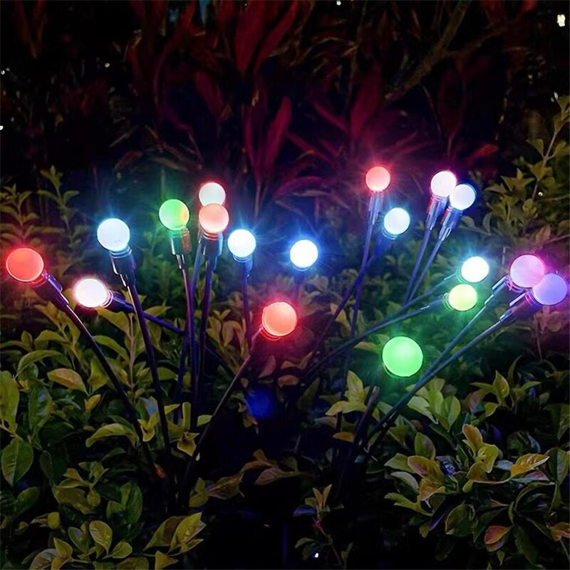 6LED Solar Garden Firework Firefly Lights Outdoor Waterproof LED New Year Christmas Decoration Lawn and Ground Plug Lights