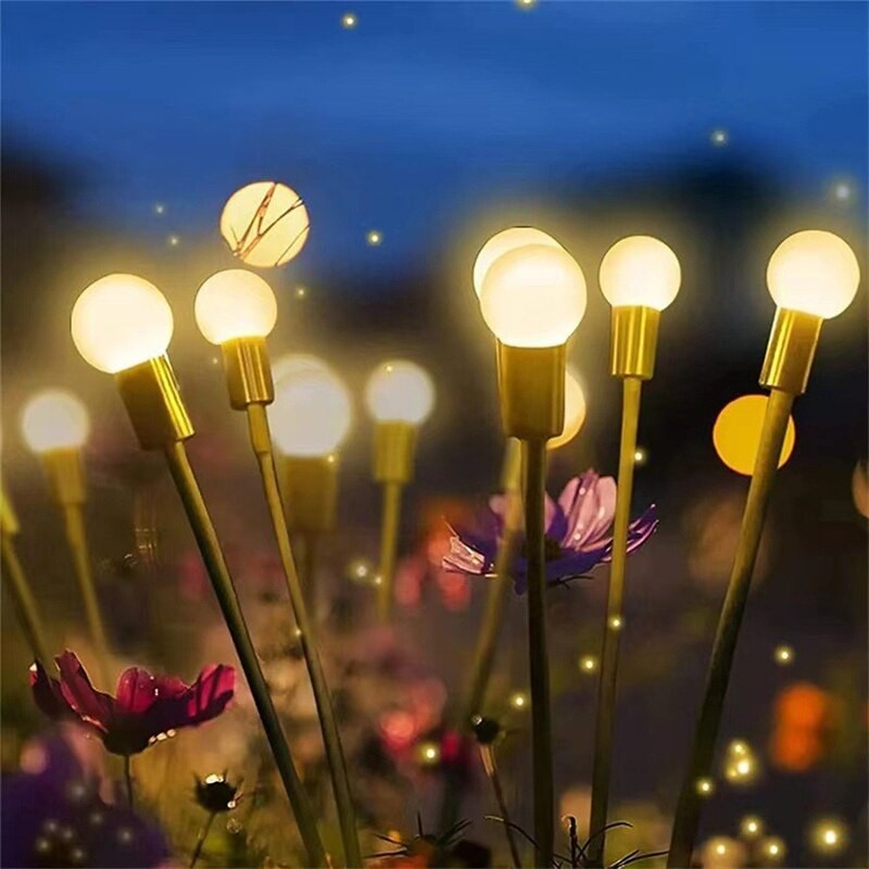 6LED Solar Garden Firework Firefly Lights Outdoor Waterproof LED New Year Christmas Decoration Lawn and Ground Plug Lights