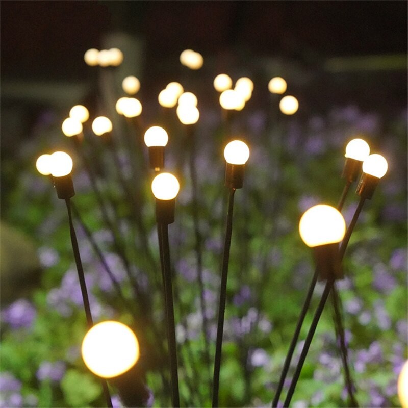 6LED Solar Garden Firework Firefly Lights Outdoor Waterproof LED New Year Christmas Decoration Lawn and Ground Plug Lights