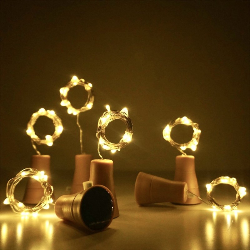 2M 20LEDs Solar Wine Bottle String Light Solar Copper Wire Fairy Lights Cork Shape Christmas Lamp For Wedding Party Garden Decor