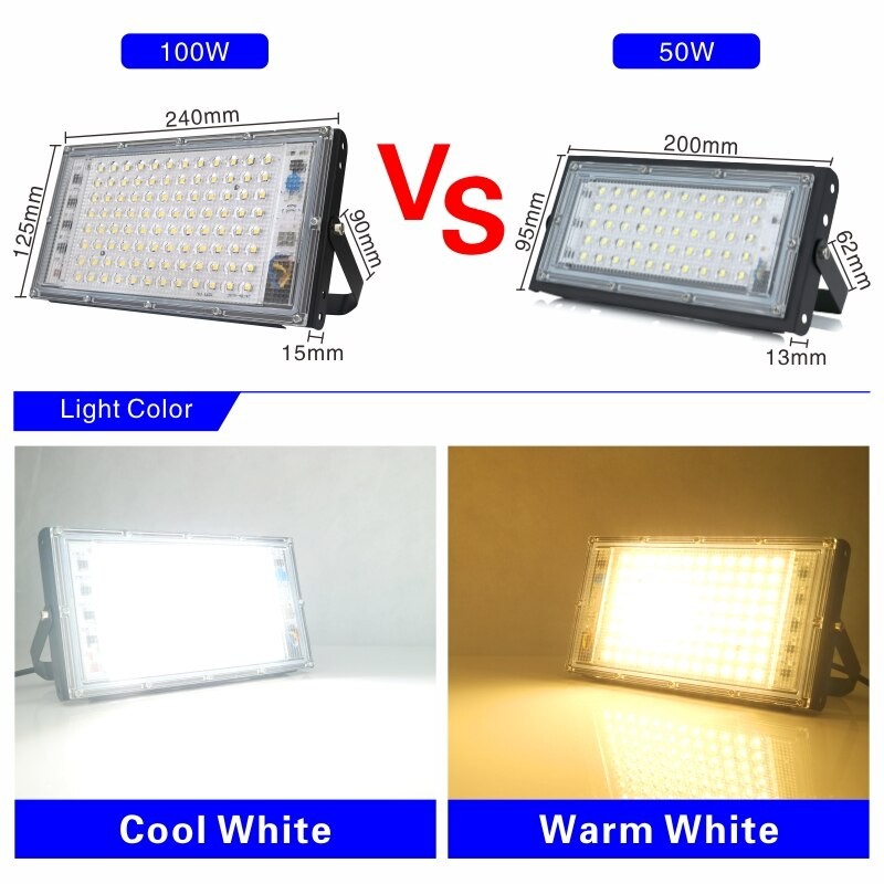 100W Led Flood Light AC 220V 230V 240V Outdoor Floodlight Spotlight IP65 Waterproof LED Street Lamp Landscape Garden Lights
