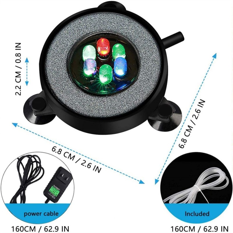 Color Changing LED Aquarium Bubble Light Underwater Air Light Making Oxygen Stone Lamp Submersible Light Fish Tank Accessories