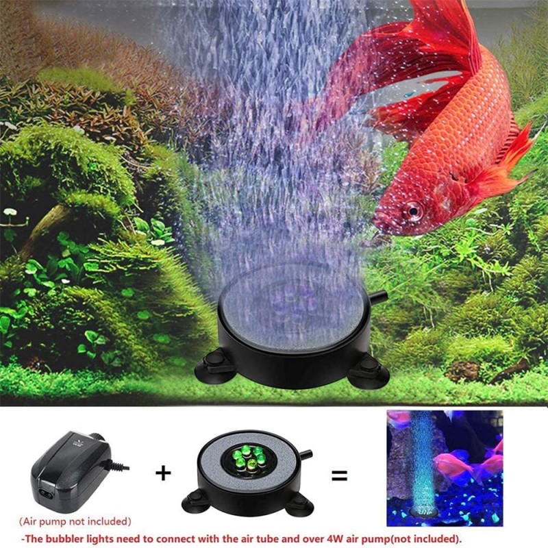 Color Changing LED Aquarium Bubble Light Underwater Air Light Making Oxygen Stone Lamp Submersible Light Fish Tank Accessories