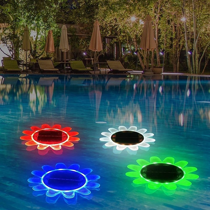 Solar Rechargeable Underwater Light Remote Control Solar Panel LED Submersible Light Waterproof Swimming Pool Floating Lights