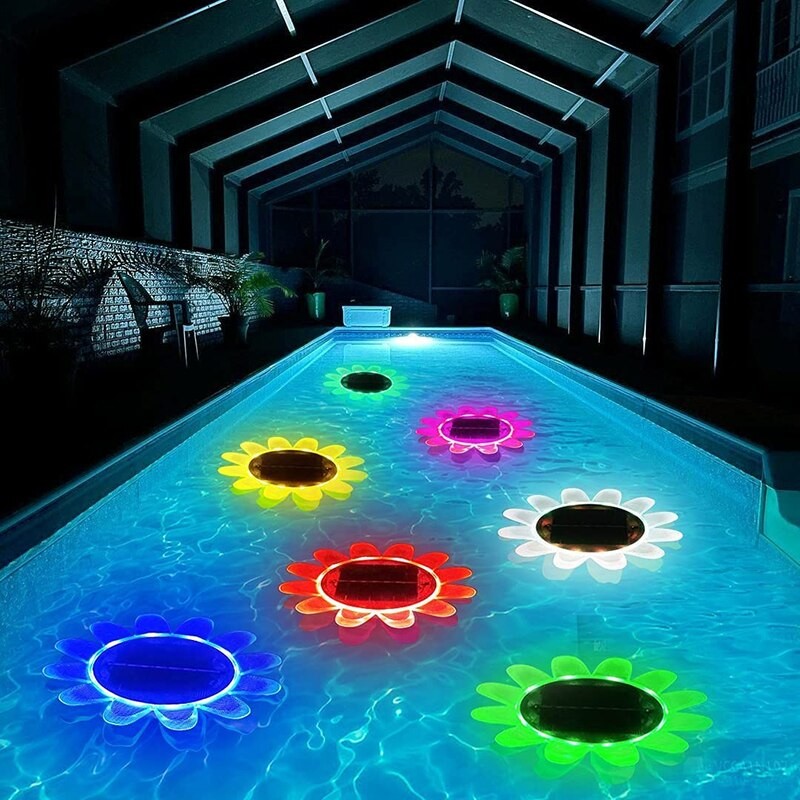 Solar Rechargeable Underwater Light Remote Control Solar Panel LED Submersible Light Waterproof Swimming Pool Floating Lights