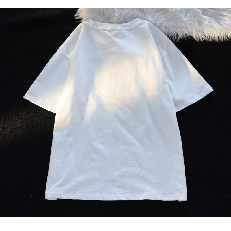 Summer Pure Cotton Harajuku Short Sleeve Oversized T Shirts For Women Anime Rabbit Foaming Printing T Shirts Y2k Tops Clothes