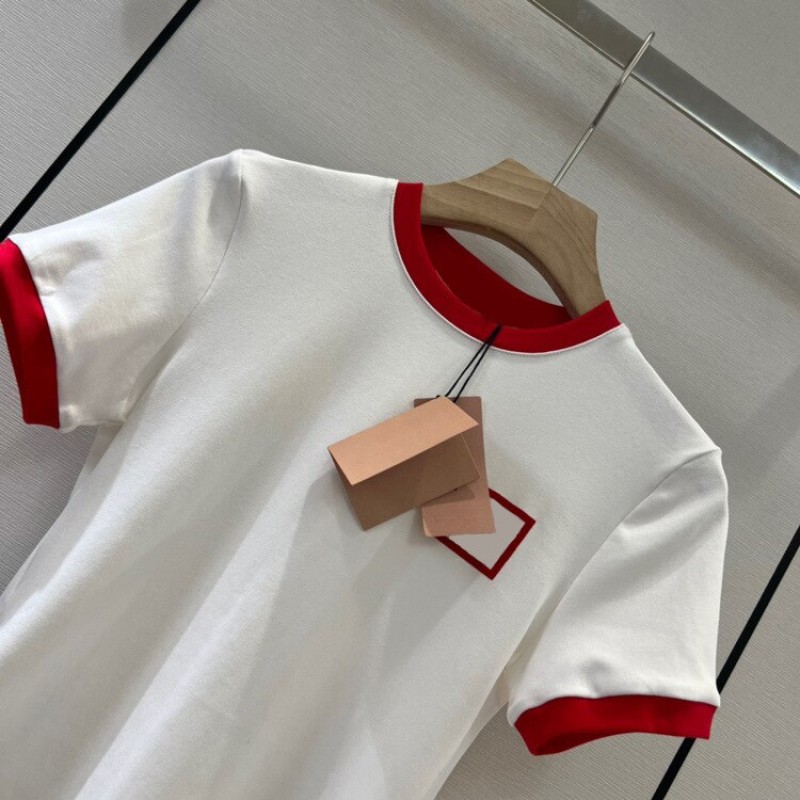 High-quality T-shirts Women's Casual Simple and Versatile Small Contrast Slim Short-sleeved T-shirt