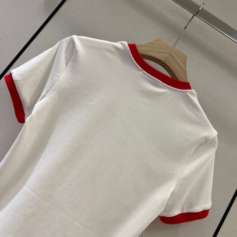 High-quality T-shirts Women's Casual Simple and Versatile Small Contrast Slim Short-sleeved T-shirt