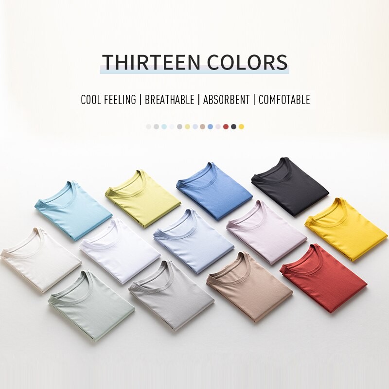 2023 High-end Fabric Women Silk &amp; Mercerized Cotton T-shirt Luxury Tee Short Sleeve Silk Feeling Summer Wear Vacation V / O-neck