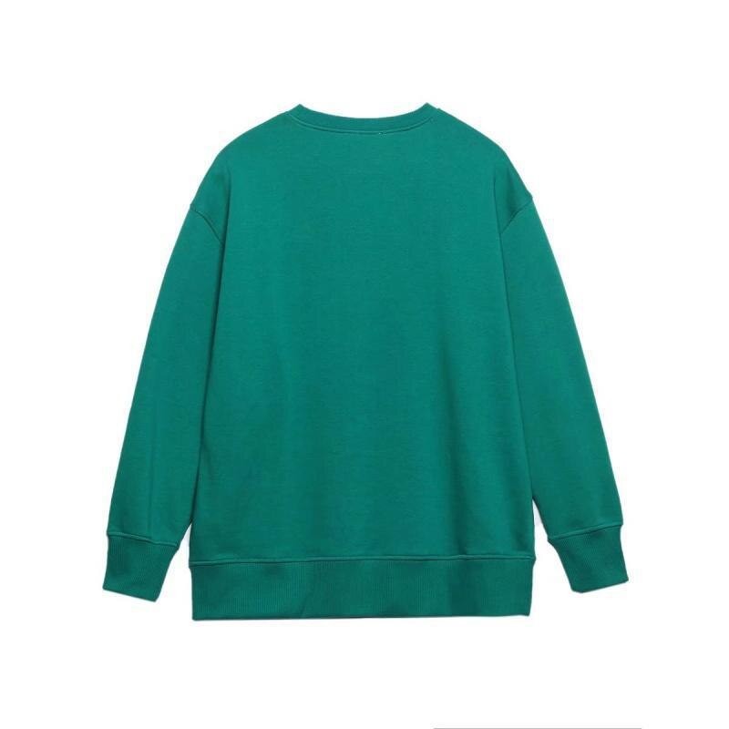 2023 Spring Autumn New Women Chic Green Sweatshirts Character Print Long Sleeve O Neck Loose Pullovers Female Streetwear Tops