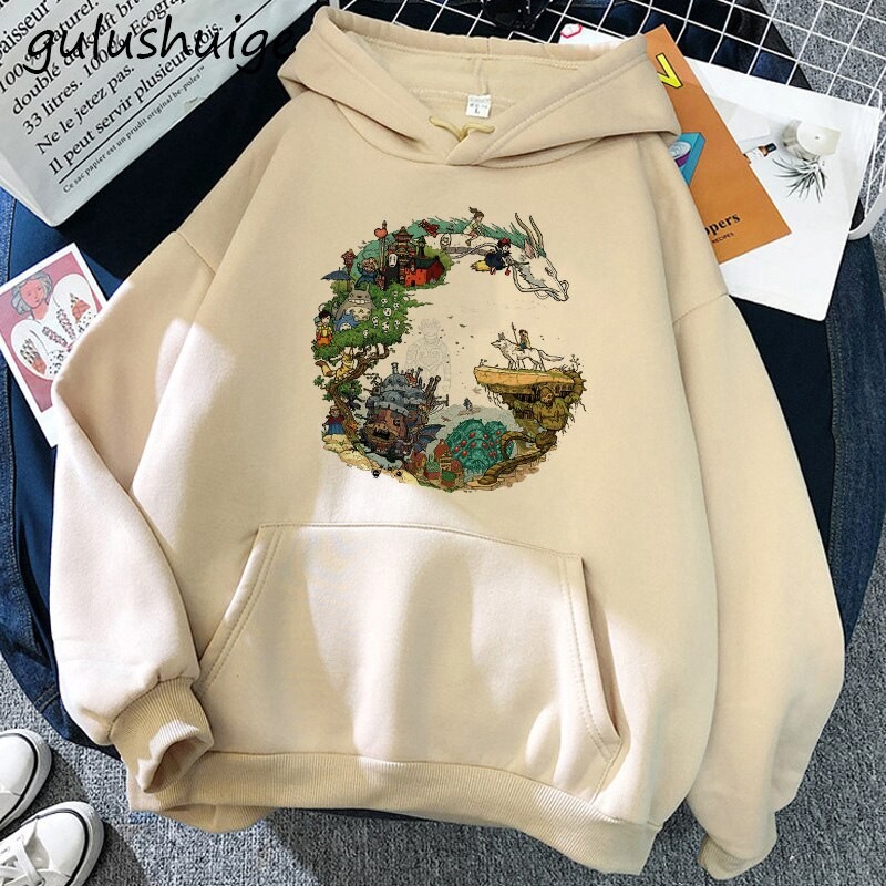 Sweatshirt Totoro Studio Ghibli Cute Anime Funny Cartoon Hoodie Spirited Away Women Harajuku Ullzang Kawaii Graphic Hoody Female
