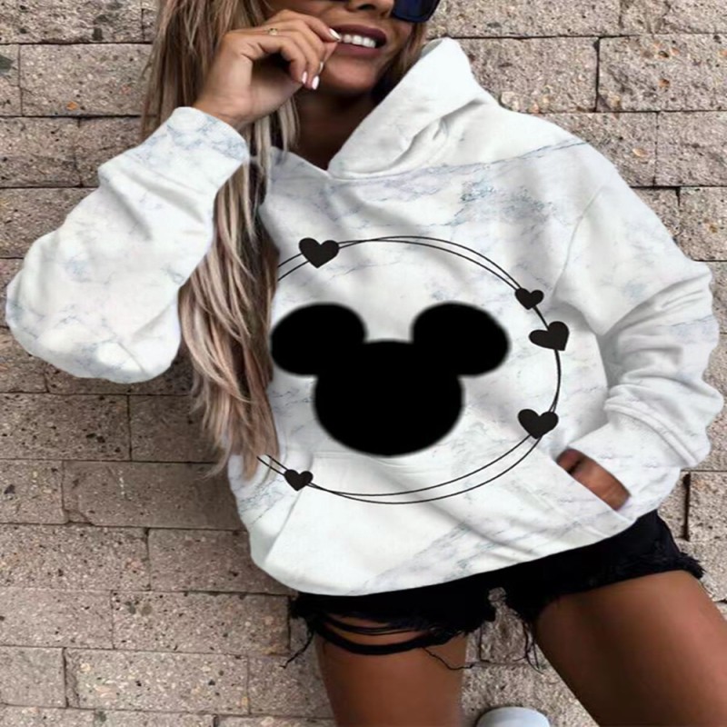 Original Design Disney Hoodie Printed Mickey Spice Hoodie Cartoon Top Versatile Sweatshirt Fashion Hoodie Women