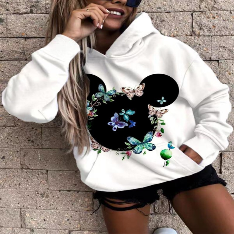 Original Design Disney Hoodie Printed Mickey Spice Hoodie Cartoon Top Versatile Sweatshirt Fashion Hoodie Women