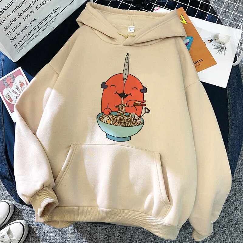 90s Chainsaw Man Pochita Hoodies Women Japanese Anime Sweatshirts Manga Cartoon Graphic Streetwear Long Sleeve Gothic Pullovers