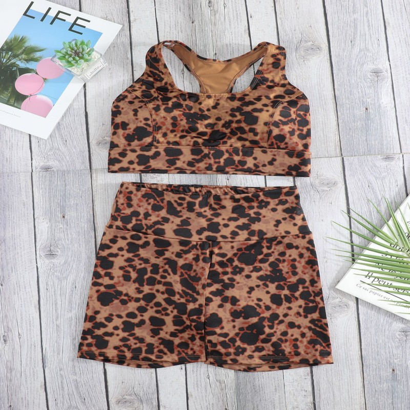 Brown Cobra Activewear Yoga Fitness Shorts Set