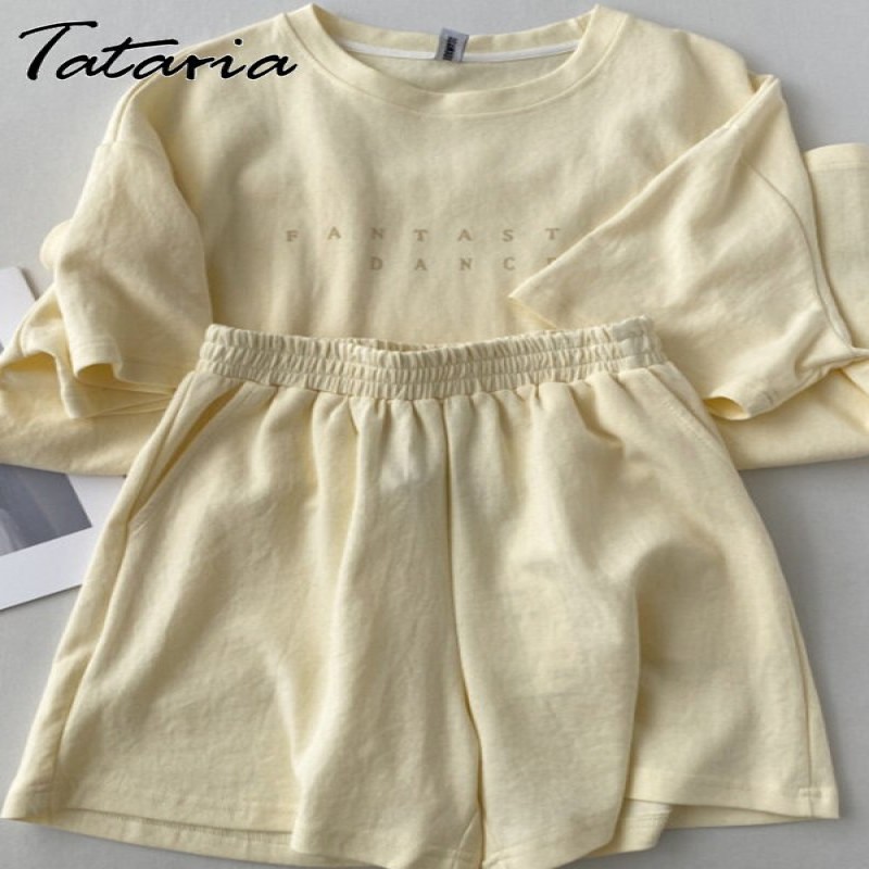 Casual Summer Top and Shorts Set for Women Tracksuit Two-piece Suit Female Sports Short Sleeve Print Letter Classic Women's Suit