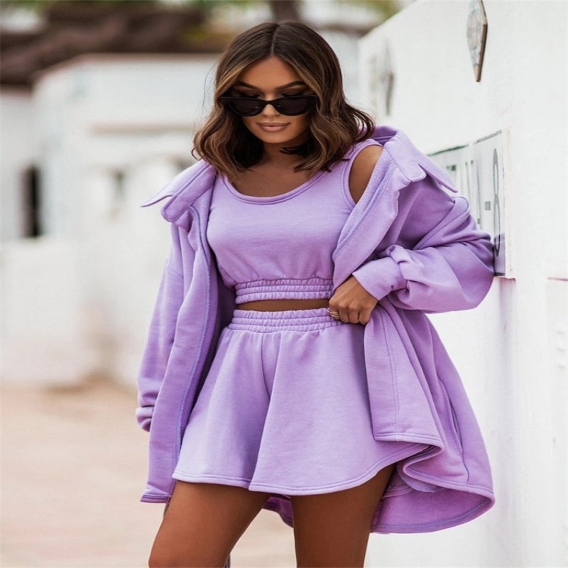 2023 Spring and Summer Fashion Women's Casual Sets Long-sleeved Jacket + Casual Vest + Shorts Three-piece Suit for Women