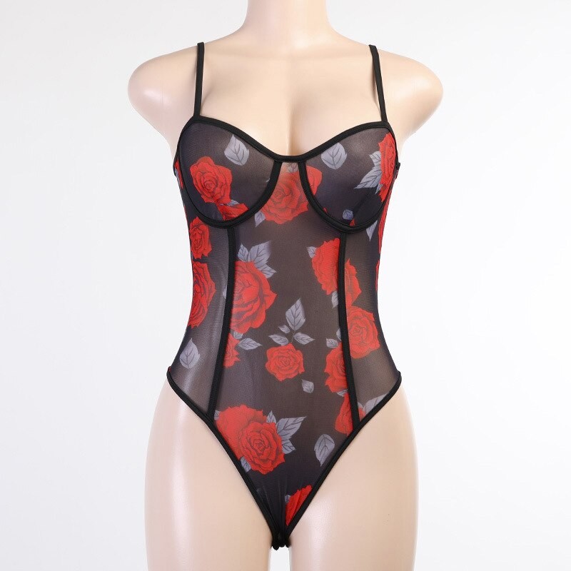 BKLD Leopard Printed Mesh Sheer One Piece Outfits Women Autumn And Winter Sleeveless Floral Slim Party Top Bodycon Bodysuit