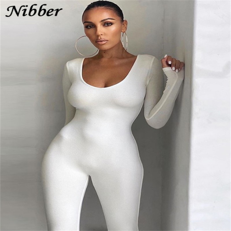 Nibber Basic Bodycon Jumpsuit For WomenÃ¢â‚¬Ëœs Clothing Casual Brown Fitness Rompers 2021 Y2K Playsuit Activity Streetwear Overalls
