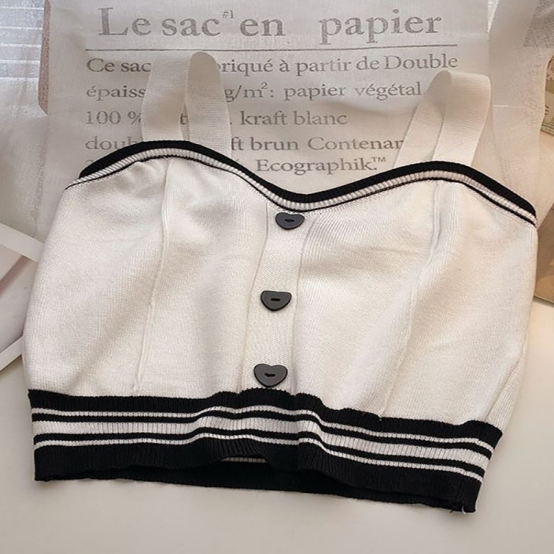 Heliar Women Cute Tops With Buttons Knitted Crop Tops Ladies Camis For Summer Latin Style Knit Hot Top Women 2023 Summer