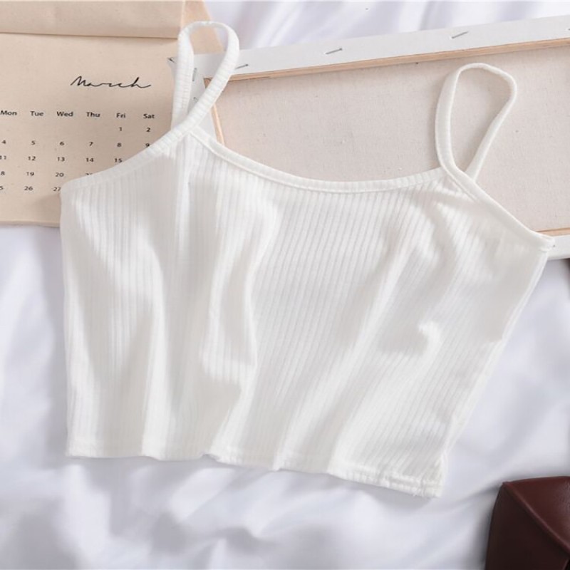 HELIAR Women Purple Crop Tops Female Knitted Camisoles Cotton Solid Cute Tube Tops Camis Straps Plain Basic Tops For Women