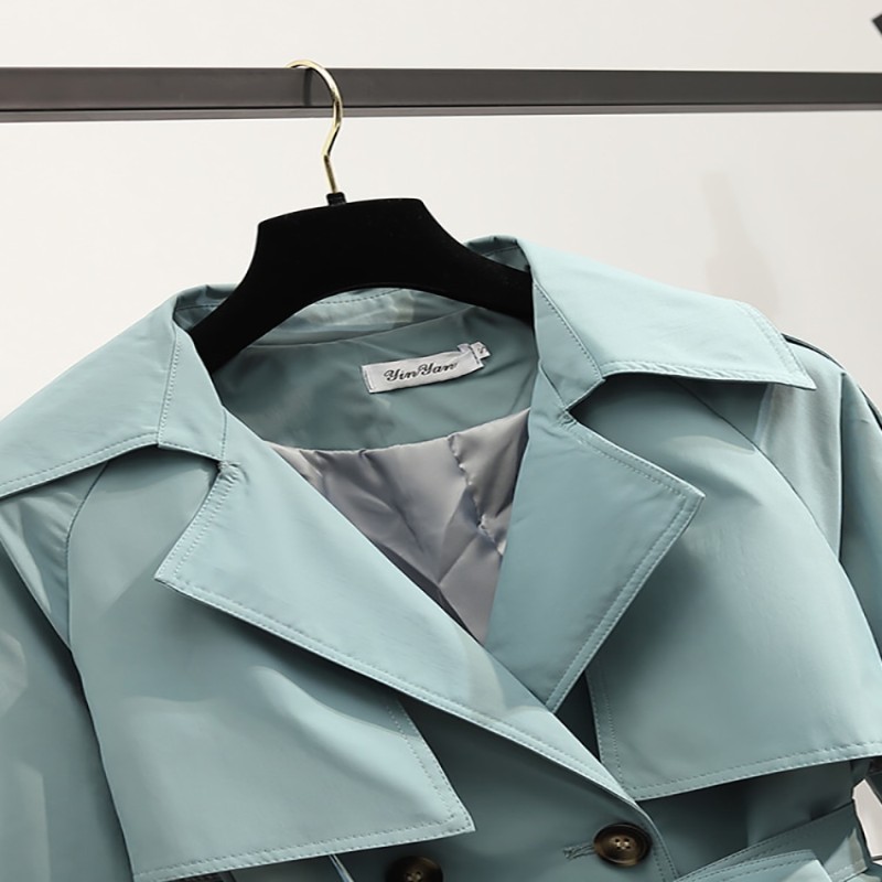 Heliar Women Long Trench Coat Fashion Windproof Coat Double Breasted Trench Coats Green Belt Windbreaker Winter