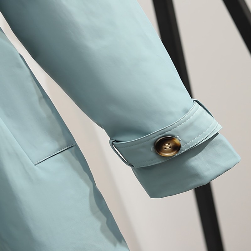 Heliar Women Long Trench Coat Fashion Windproof Coat Double Breasted Trench Coats Green Belt Windbreaker Winter