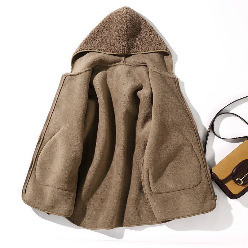 Deeptown Winter Jacket Women Thicken Lamb Wool Oversized Teddy Jacket Fleece Coat Casual Warm Black Zipper Hoodie Korean Fashion