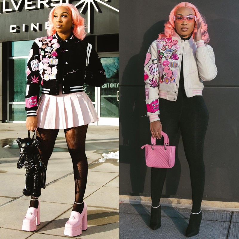 Women Baseball Jacket Varsity Bomber Jacket Racing Fashion Print Long Sleeved Button Pocket Coats Y2K Jackets Casual Streetwear