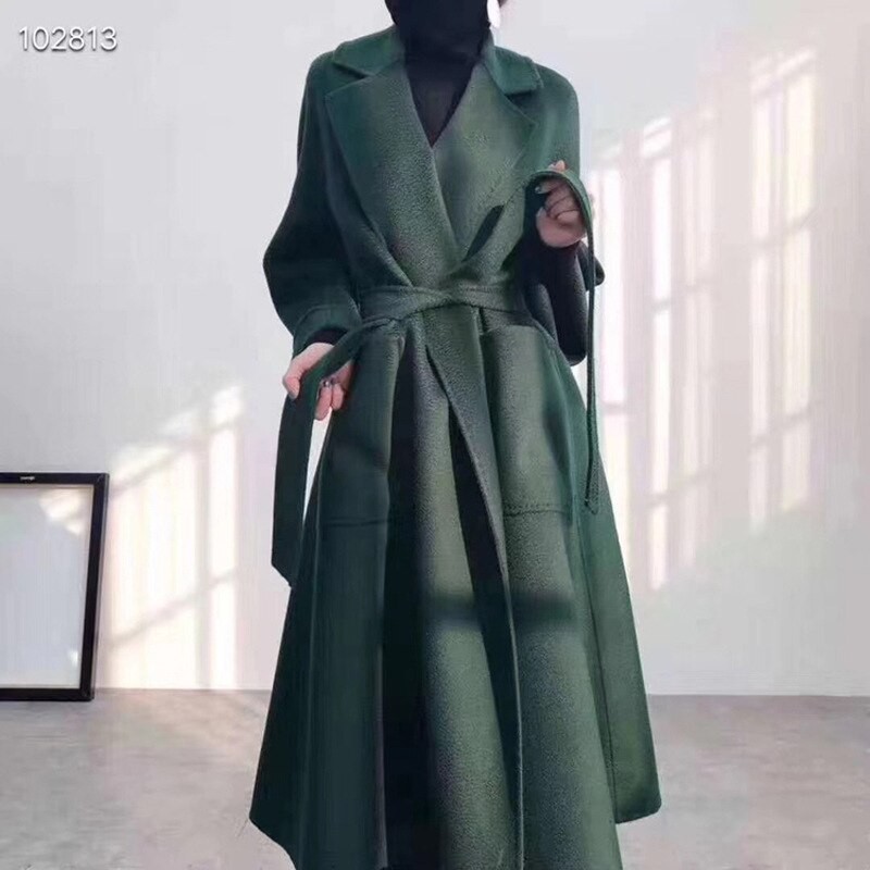 Autumn winter new double-sided cashmere coat women long high-end water corrugated women's coat
