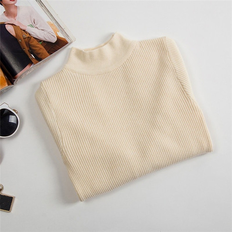 Sweater Long Sleeve Solid Pullover Women 2022 Autumn and Winter Korean New Women's Turtleneck Wool Slim Women's Knitwear 10643