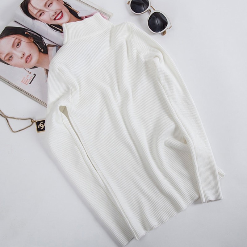 Sweater Long Sleeve Solid Pullover Women 2022 Autumn and Winter Korean New Women's Turtleneck Wool Slim Women's Knitwear 10643