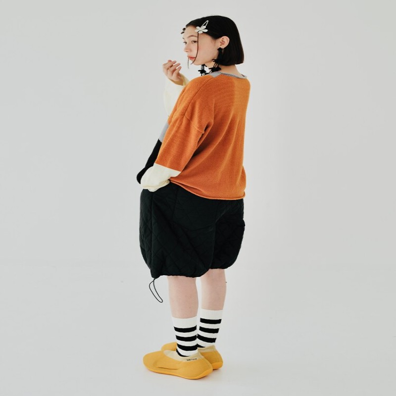 Imakokoni Original Design Sweater Long Sleeve Round Neck Pullover Top Casual Loose Versatile Color Contrast Knitwear Women's