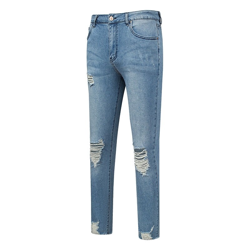 Women's Jeans Straight Mid Waist Ripped Jeans