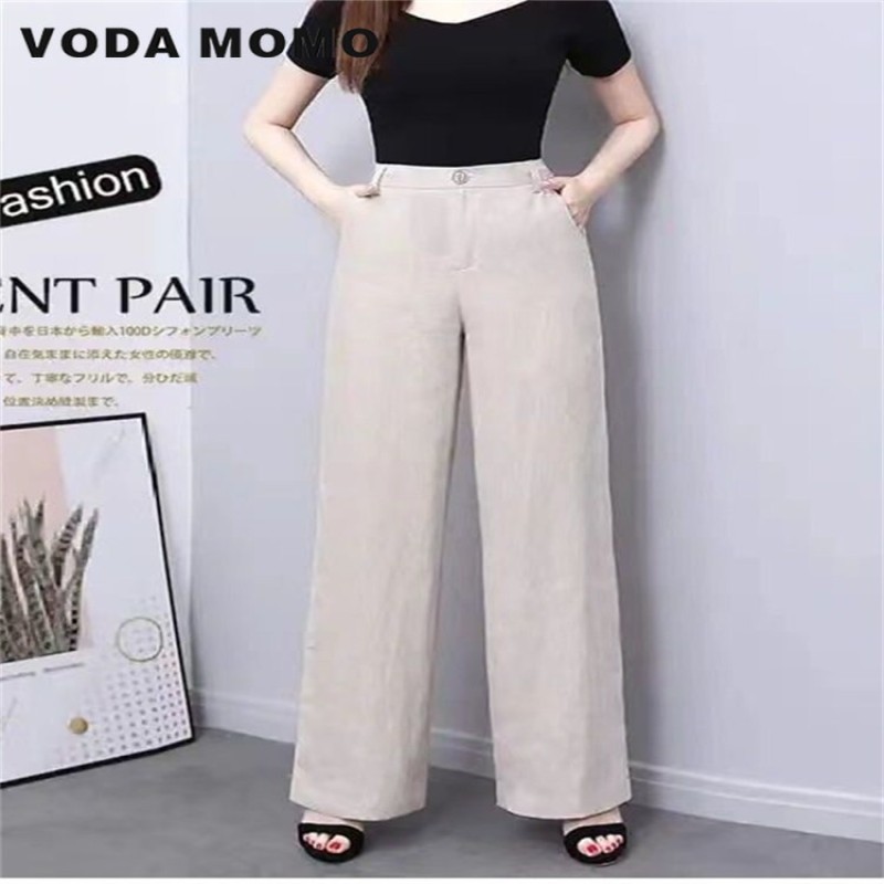2023 Spring Summer Vintage High Waist Korean Stytle Fashion Elegant Leisure Straight WideLeg Trousers Loose Elastic Streetwear
