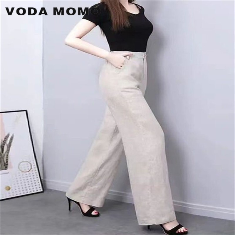 2023 Spring Summer Vintage High Waist Korean Stytle Fashion Elegant Leisure Straight WideLeg Trousers Loose Elastic Streetwear