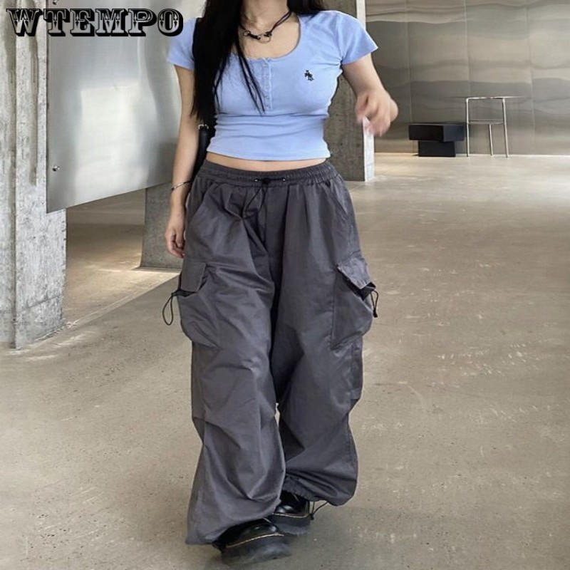 WTEMPO Women Wide Leg Pants Streetwear Y2K Korean Version Harajuku Casual Fashion Large Size Joggers Trousers Clothes Wholesale