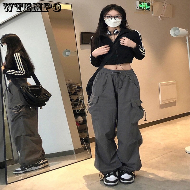 WTEMPO Women Wide Leg Pants Streetwear Y2K Korean Version Harajuku Casual Fashion Large Size Joggers Trousers Clothes Wholesale