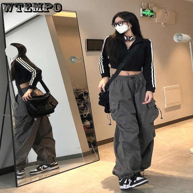 WTEMPO Women Wide Leg Pants Streetwear Y2K Korean Version Harajuku Casual Fashion Large Size Joggers Trousers Clothes Wholesale