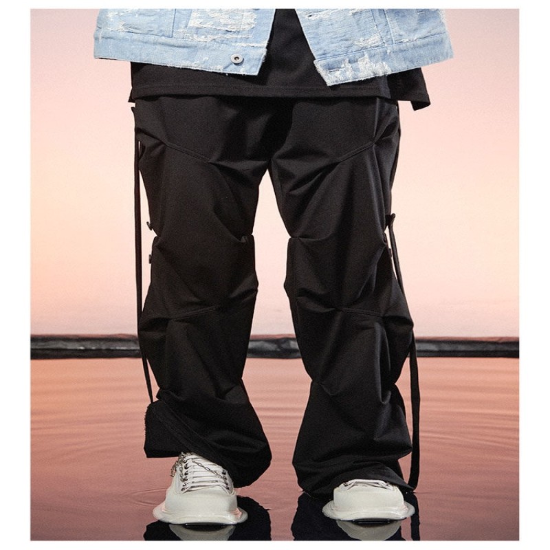 HOUZHOU Techwear Hippie Gray Cargo Parachute Pants Women Y2K Harajuku Streetwear Oversize Black Mopping Pants Kpop Wide Trousers