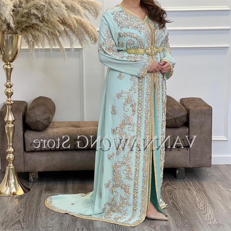 14629#VAN Dubai Moroccan Caftan Evening Dresses Lace Saudi Arabia Prom Dress Muslim Abayas 2023 Long Sleeves Vestidos De Fiesta