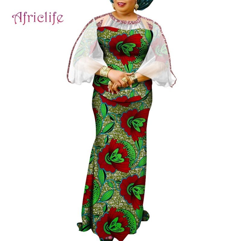 African Dresses for Women 2023 New Elegant Women's Two-piece Skirt Maxi Dress Traditional Clothing Wy9958