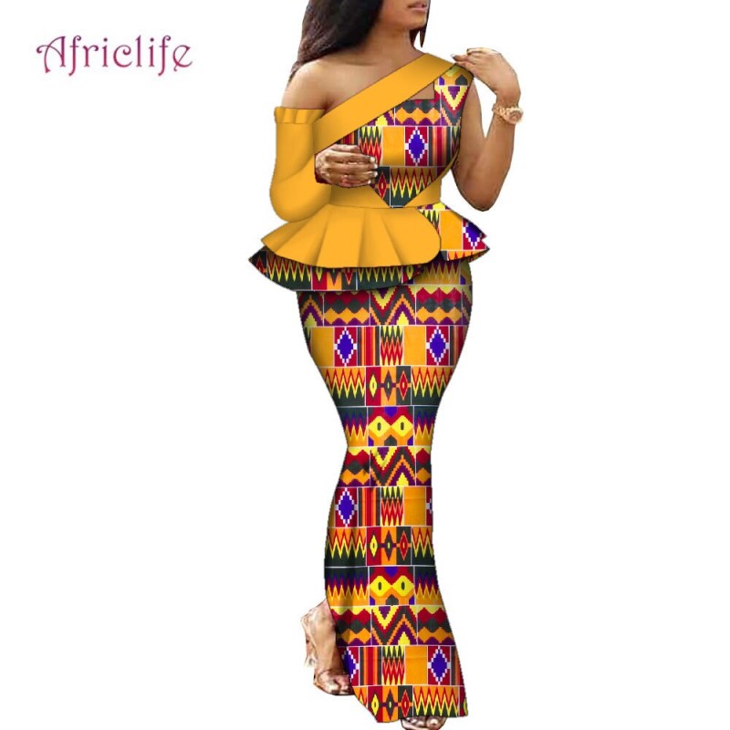 African Dress Women Traditional Ankara Print Dress for Women Elegant Party Two Pieces Sets Top and Skirt Lady's Outfits WY10085