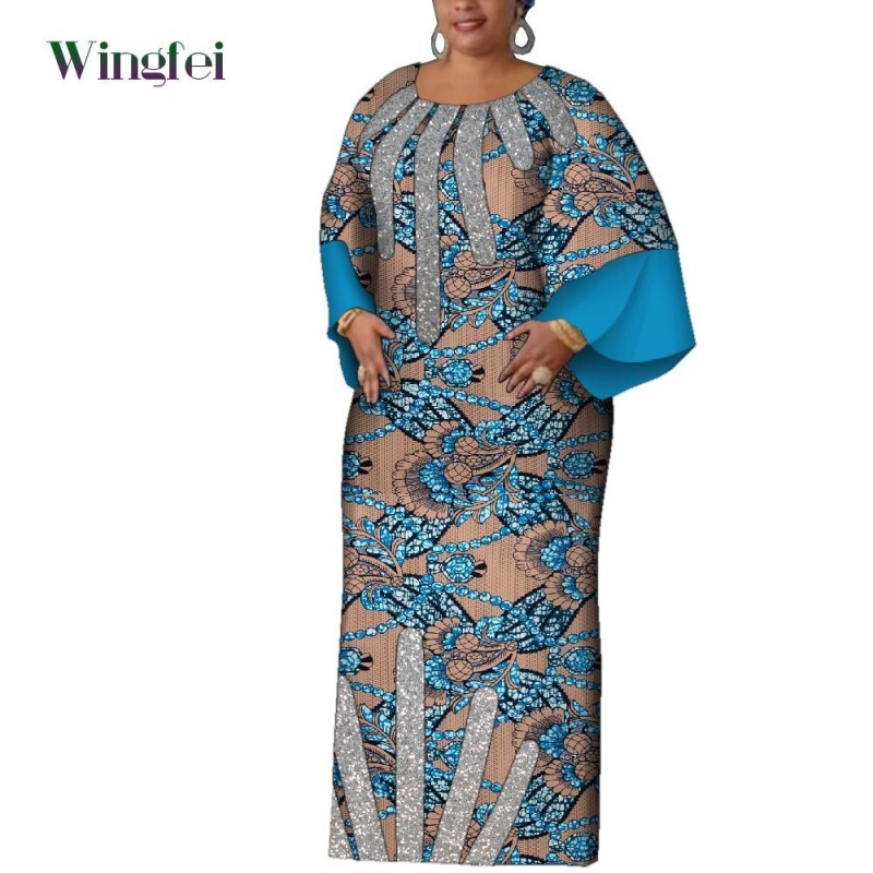 African Women Print Dresses Elegant Dashiki Maxi Long Dresses Ankara Fashion African Clothes Nigerian Dresses for Women Wy2124
