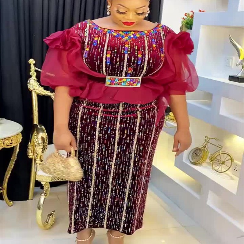 Plus Size Luxury Velvet Wedding Party Dresses Women 2023 African Evening Gown Dashiki Ankara Turkey Outfits Robe Africa Clothing