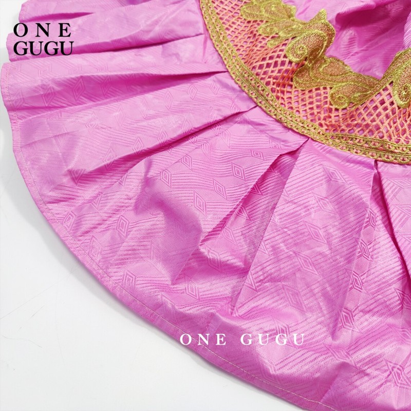 2022 Latest African Bazin Riche Dress Nigerian Noble Lady Skirt And Long Sleeve Top Set Pink Clothing For Wedding Party Dresses