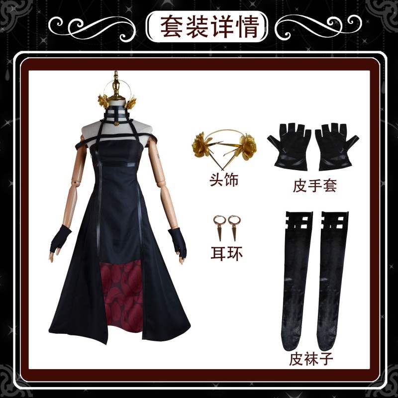 Anime Spy X Family Yor Forger Cosplay Thorn Princess Wig Suit Assassin Gothic Black Red Dress Skirt Outfit Uniform Earring