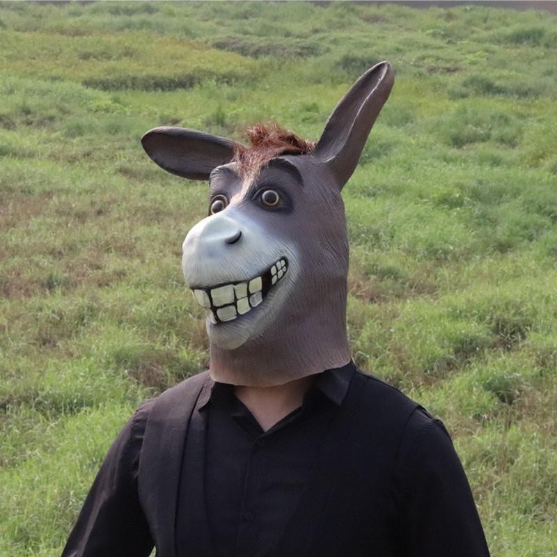 Halloween Cosplay Zoo Props Masquerade Costumes for Adults Donkey Horse Head Latex Animal Mask Full Face Holiday Party Ball