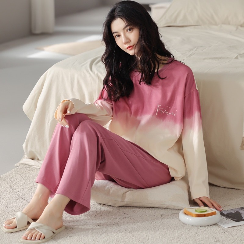 Spring and autumn daily ladies long-sleeved cute cotton pajamas female sets of sweet home wear set pajamas  pjamas for women