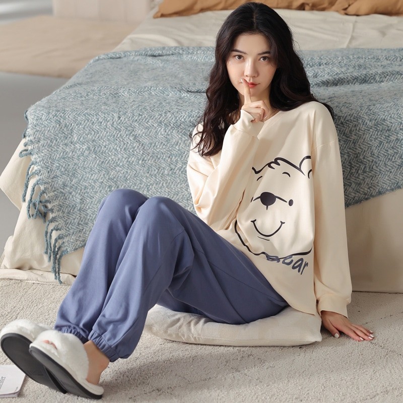 Spring and autumn daily ladies long-sleeved cute cotton pajamas female sets of sweet home wear set pajamas  pjamas for women